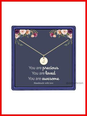 14K Gold Plated Disc Initial Pendant Necklace with Lobster Clasp, 16" + 2"